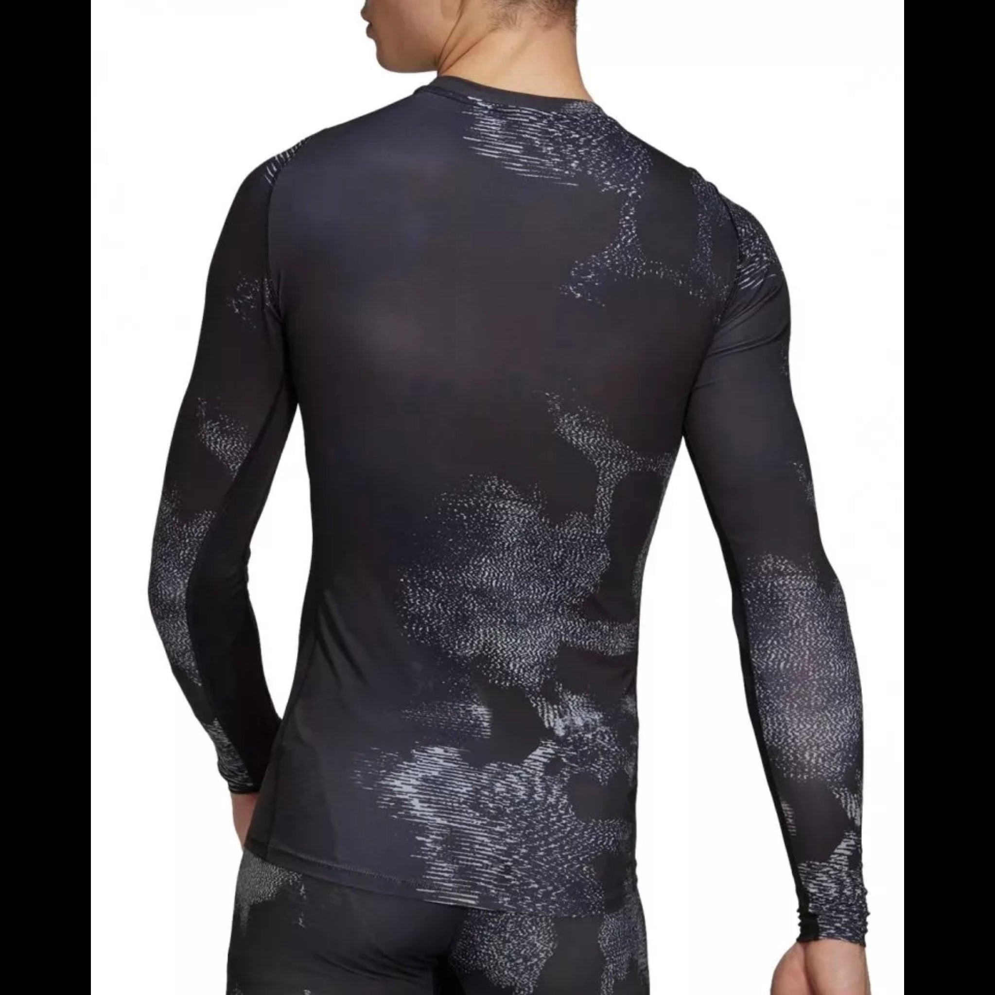 Adidas TechFIT Allover Print Men’s Training Long Sleeve - Black Vest