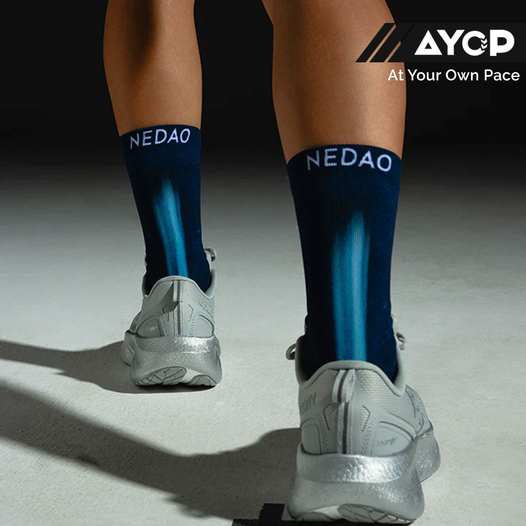 Nedao QiFlow Tough Cookie Limited Collection Unisex Running Crew Socks - Blue Black