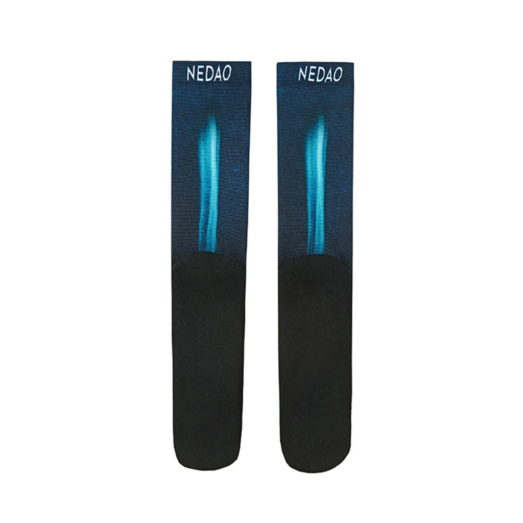 Nedao QiFlow Tough Cookie Limited Collection Unisex Running Crew Socks - Blue Black