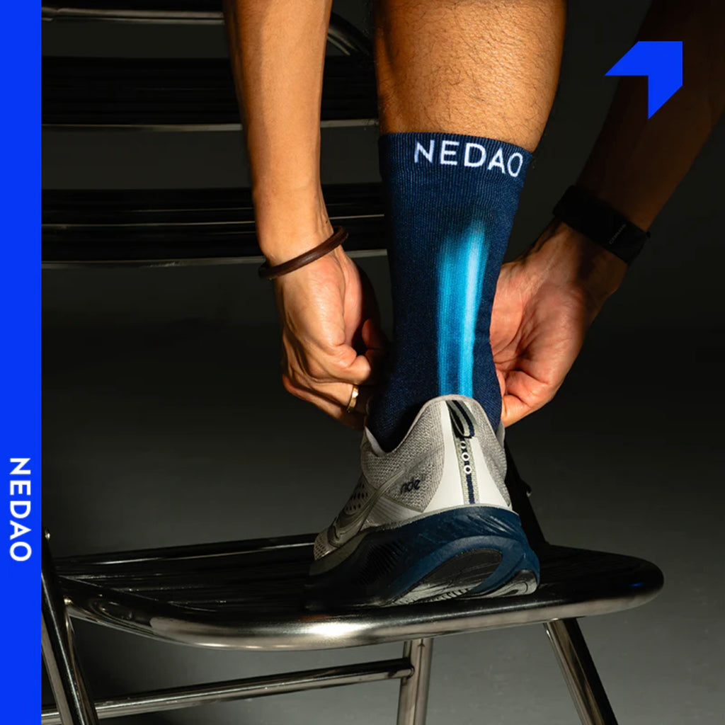 Nedao QiFlow Tough Cookie Limited Collection Unisex Running Crew Socks - Blue Black