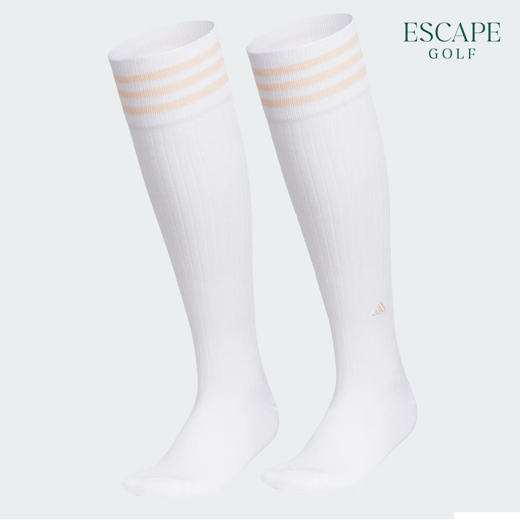 Adidas Golf 3-Stripes Women’s Knee Socks - White Pink