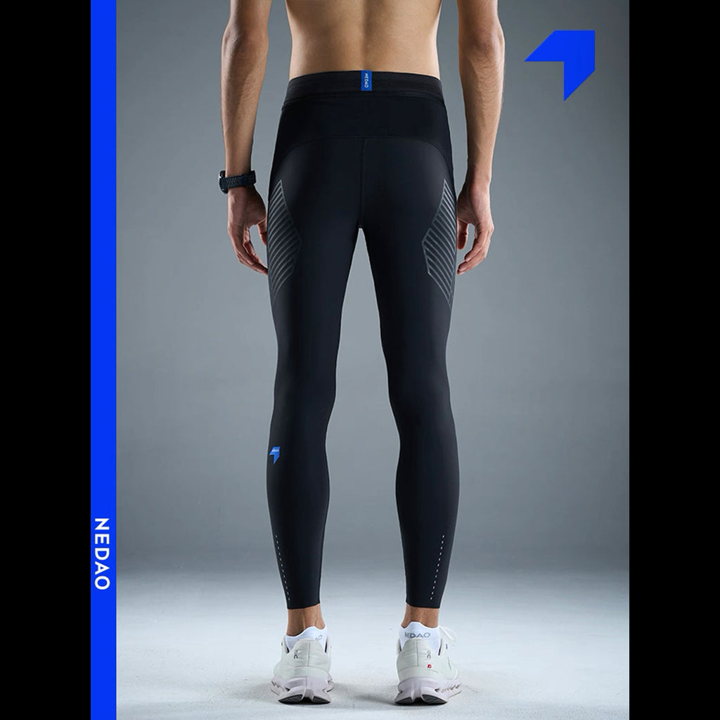 Nedao Powercore Pocket Full-Length Men’s Running Leggings - Black