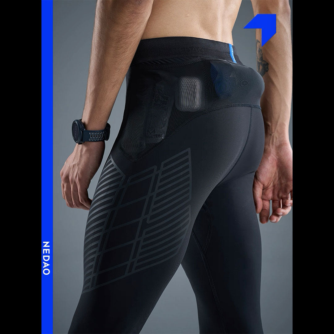 Nedao Powercore Pocket Full-Length Men’s Running Leggings - Black