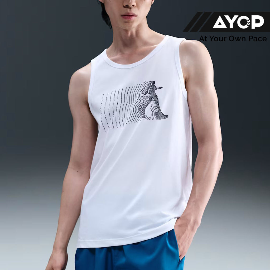 Nike Dri-FIT Running Graphic Men’s Running Tank Top - White