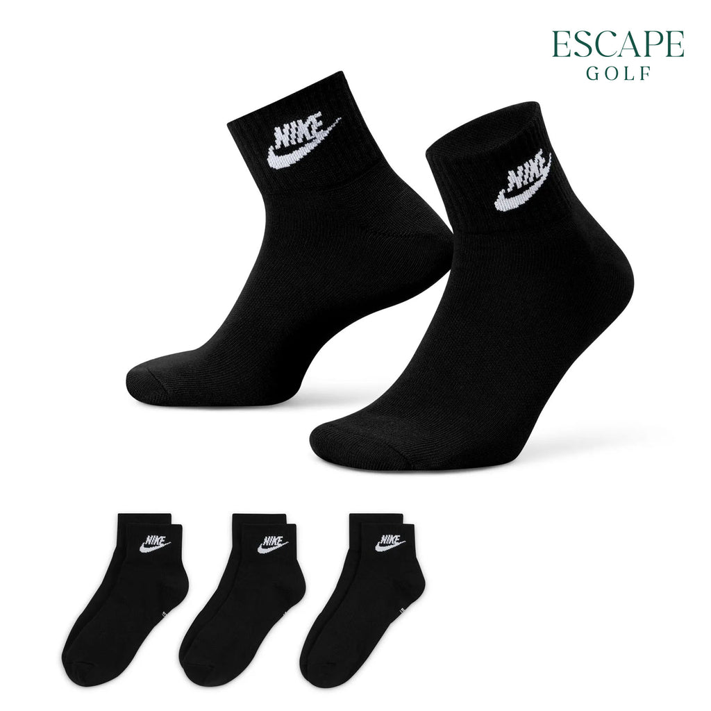 (3 Pairs) Nike Everyday Essential Unisex Sports Socks - Black