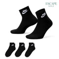 (3 Pairs) Nike Everyday Essential Unisex Sports Socks - Black