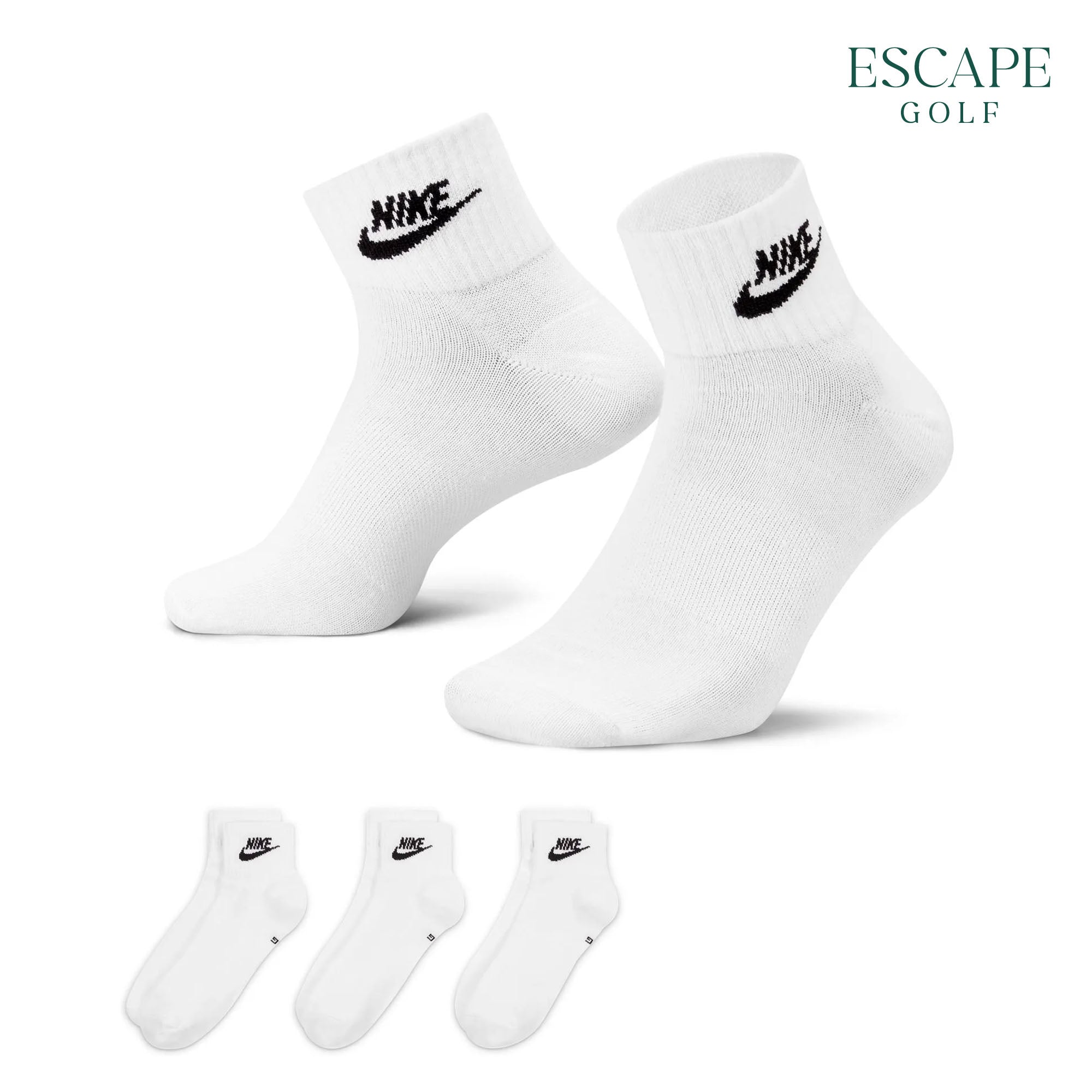 (3 Pairs) Nike Everyday Essential Unisex Sports Socks - White