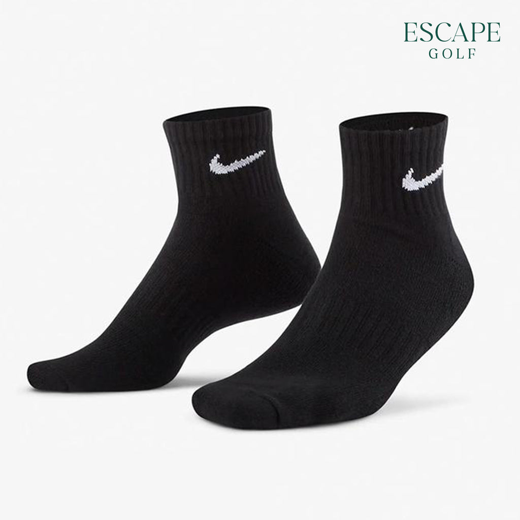 (3 Pairs) Nike Everyday Cushioned Ankle Unisex Socks - Black
