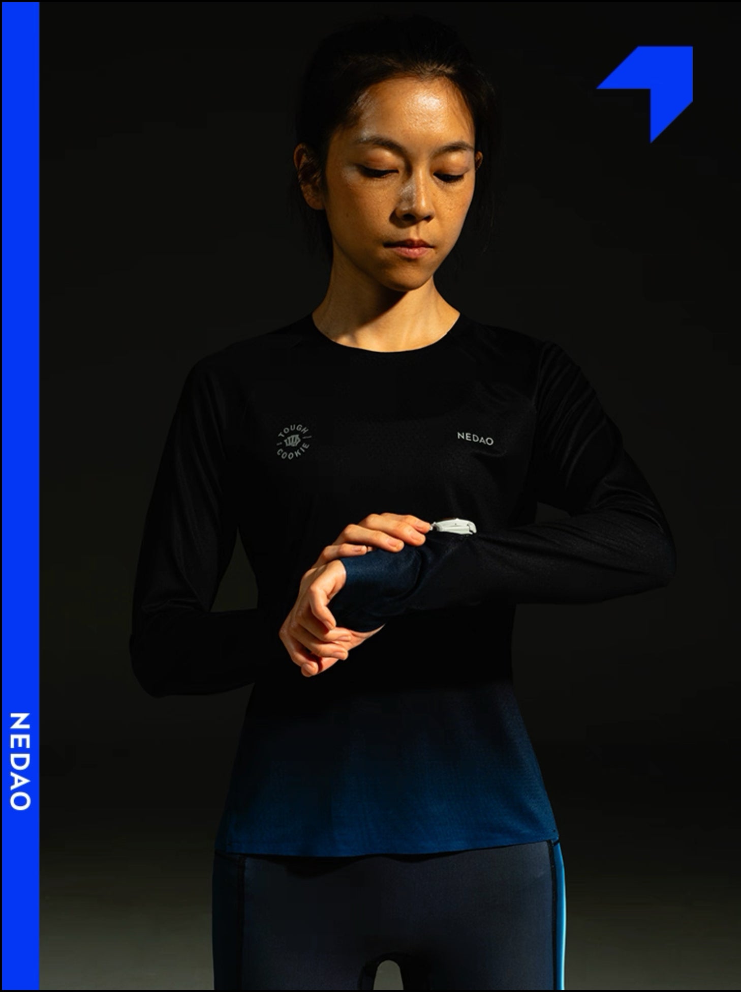 Nedao Swiftbreeze Tough Cookie Limited Collection Women’s Running Long Sleeve - Blue Black