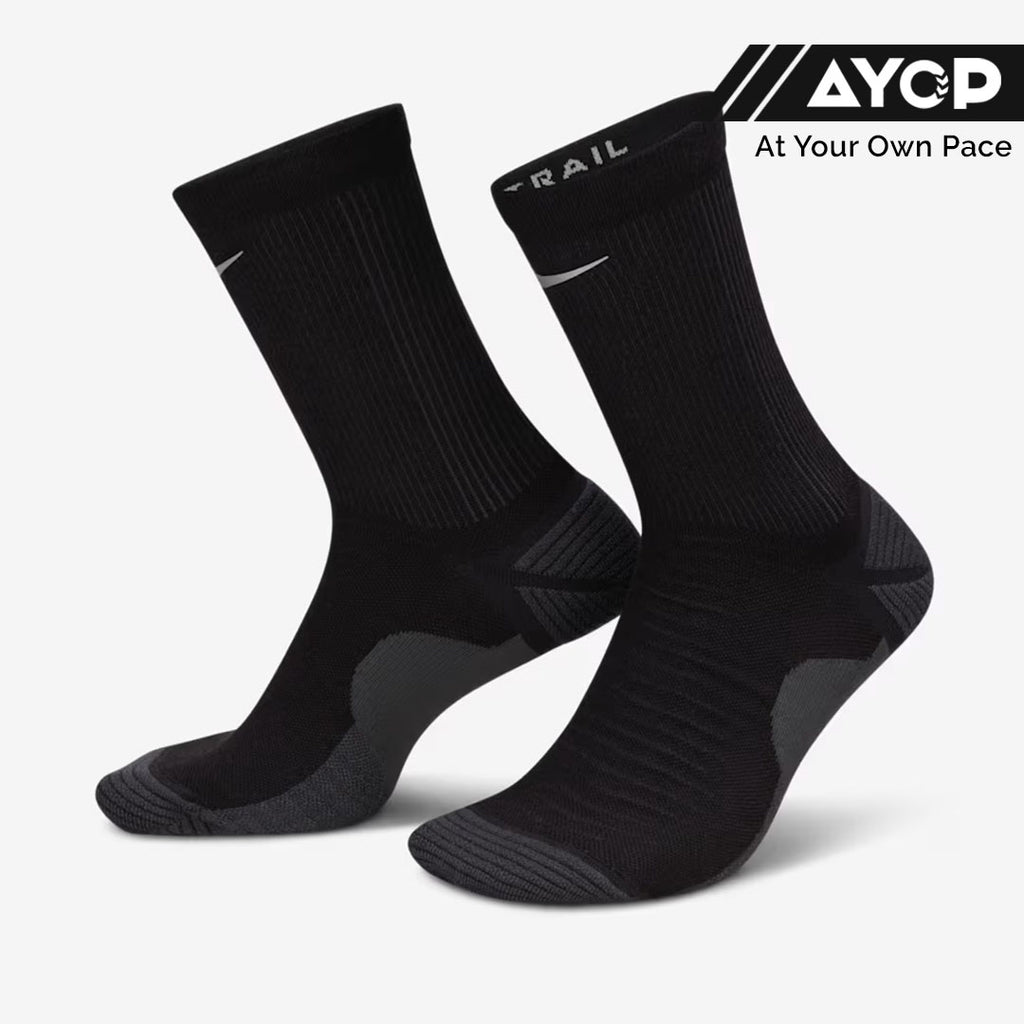 (1 Pair) Nike Trail Running Crew Unisex Running Socks - Black