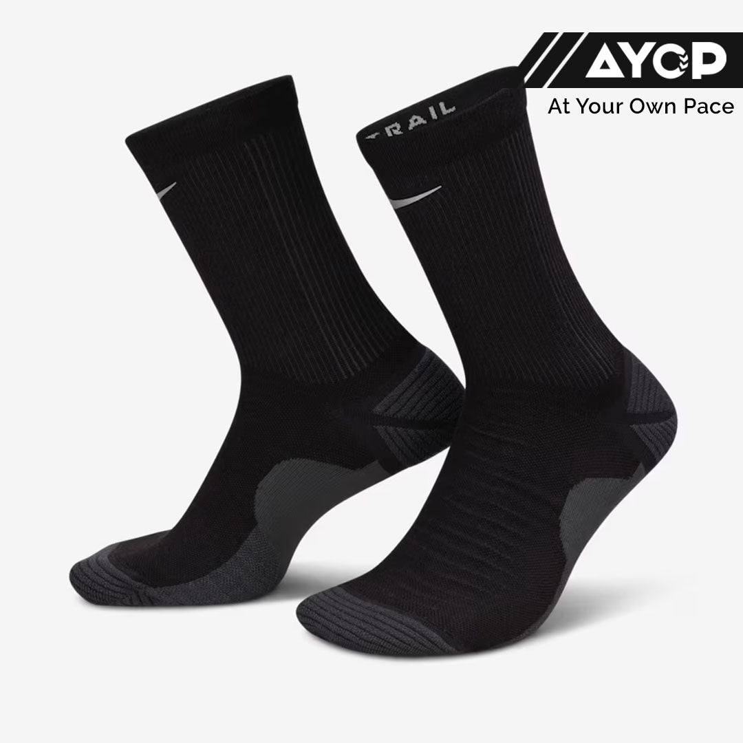 (1 Pair) Nike Trail Running Crew Unisex Running Socks - Black
