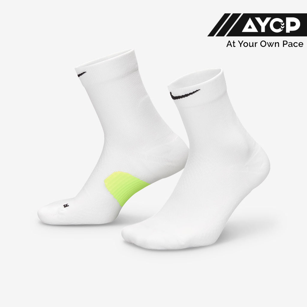 (1 Pair) Nike Running Midweight Micro Crew Unisex Running Socks - White