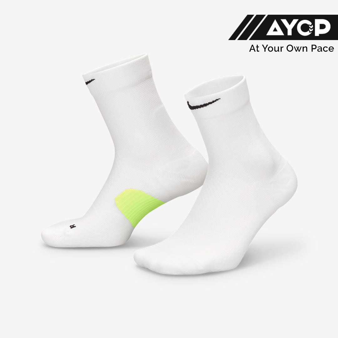 (1 Pair) Nike Running Midweight Micro Crew Unisex Running Socks - White