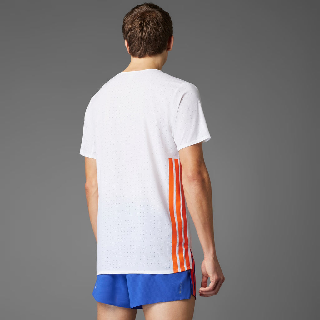 Adidas Adizero Perforated Men’s Running T-Shirt - Turquoise Adidas Adizero Perforated Men’s Running T-Shirt - White Orange
