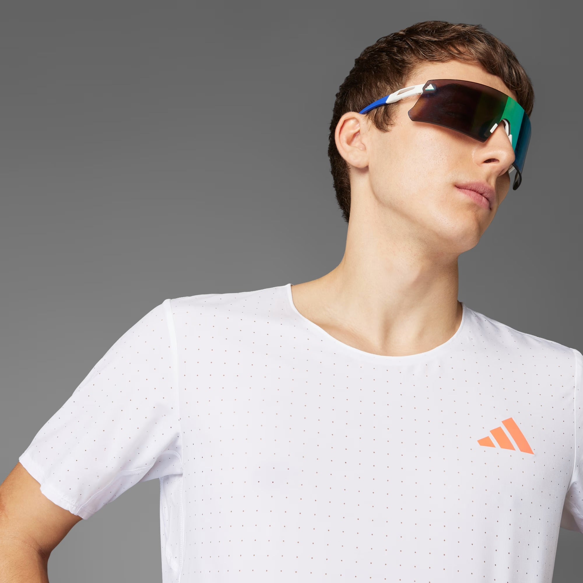 Adidas Adizero Perforated Men’s Running T-Shirt - Turquoise Adidas Adizero Perforated Men’s Running T-Shirt - White Orange