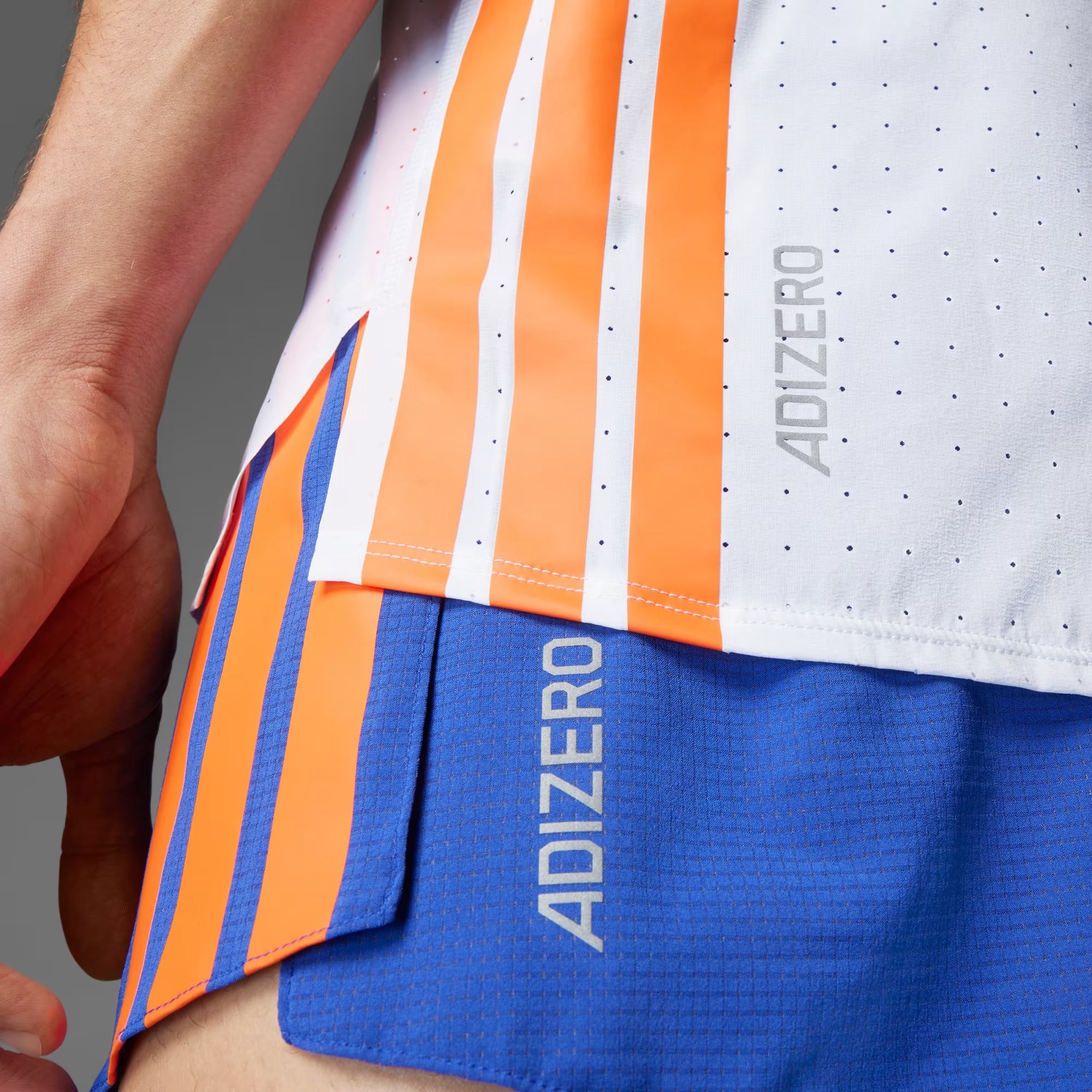 Adidas Adizero Perforated Men’s Running T-Shirt - Turquoise Adidas Adizero Perforated Men’s Running T-Shirt - White Orange