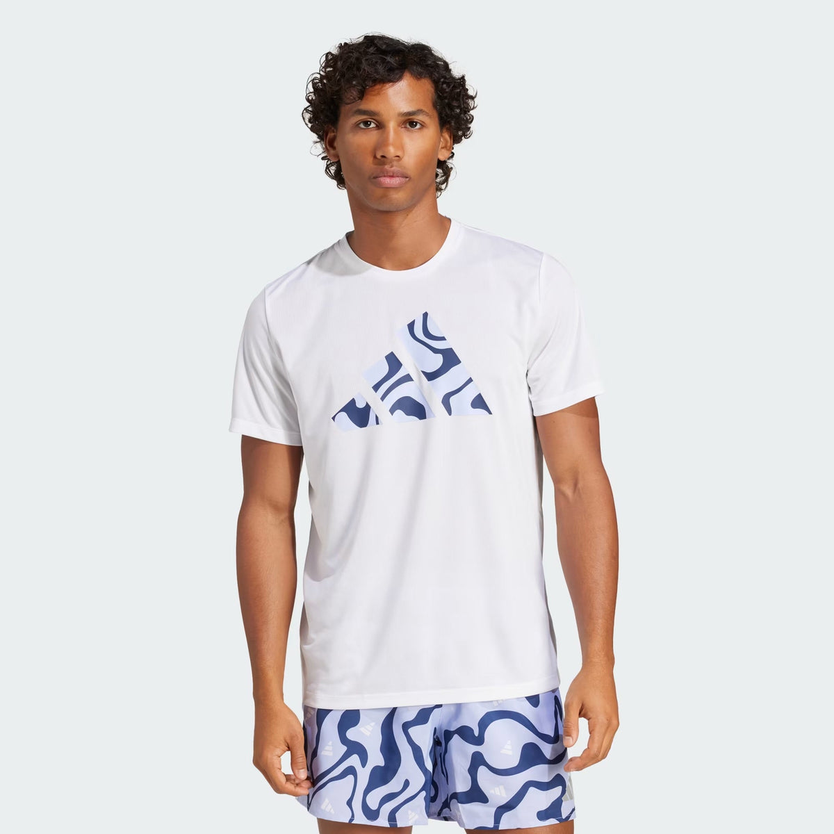 Kaos Lari Pria Adidas Run It Brand Love Climacool - Putih Ungu