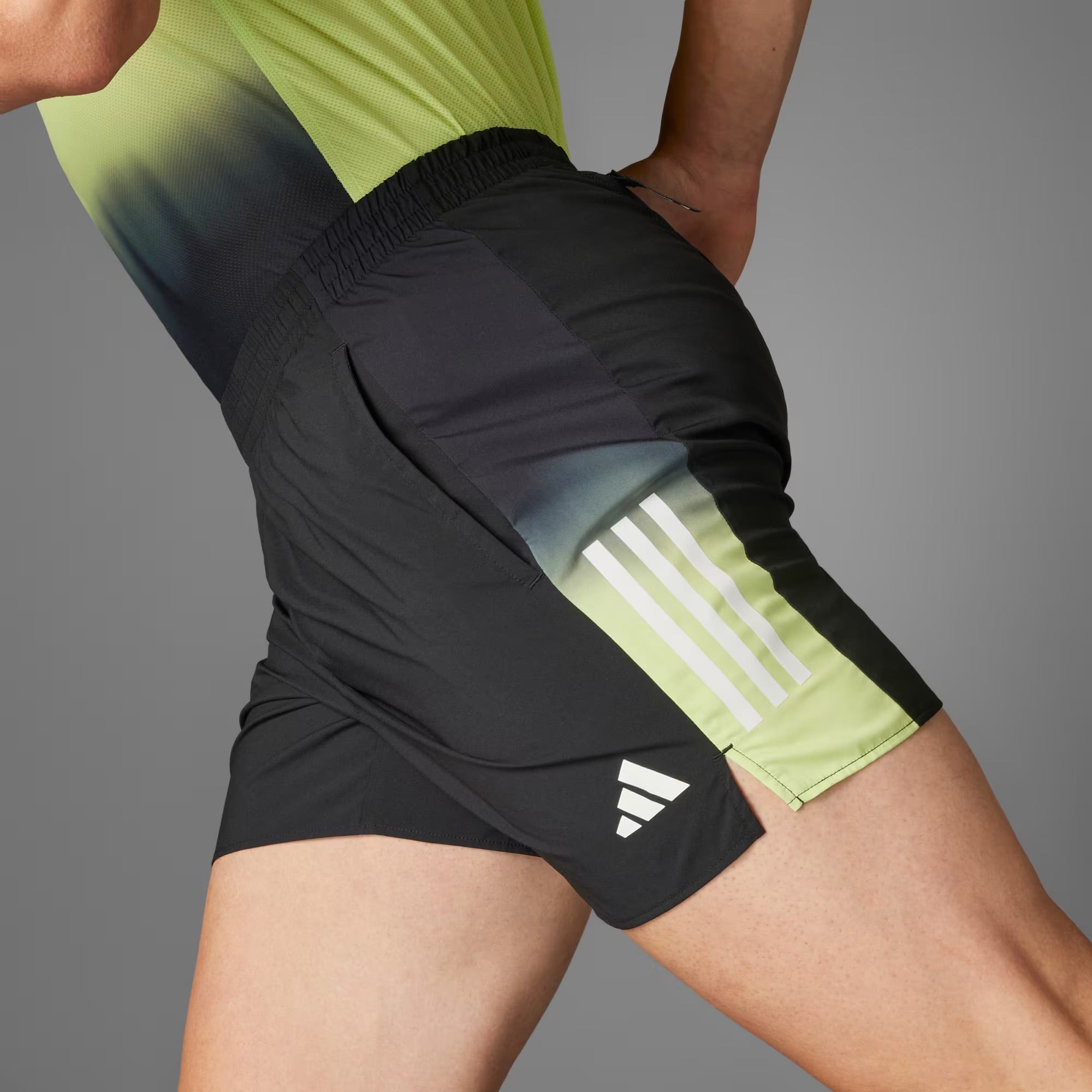 Adidas Own The Run Colorblock Climacool 5-inch Men’s Running Shorts - Black Green
