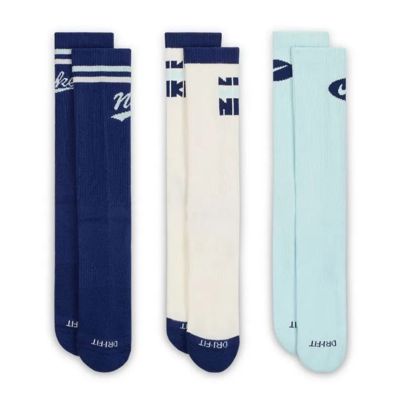 (3 Pairs) Nike Everyday Cushioned Crew Socks - Navy Cream Mint