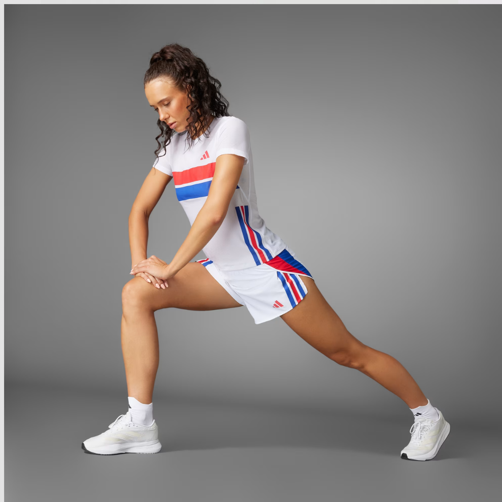 Adidas Adizero Retro Tee Women's Top - White Blue Red