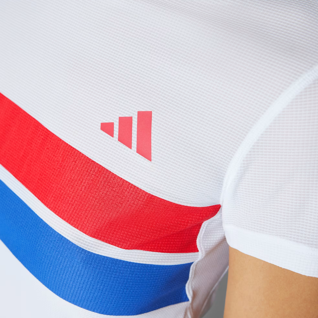 Adidas Adizero Retro Tee Women's Top - White Blue Red