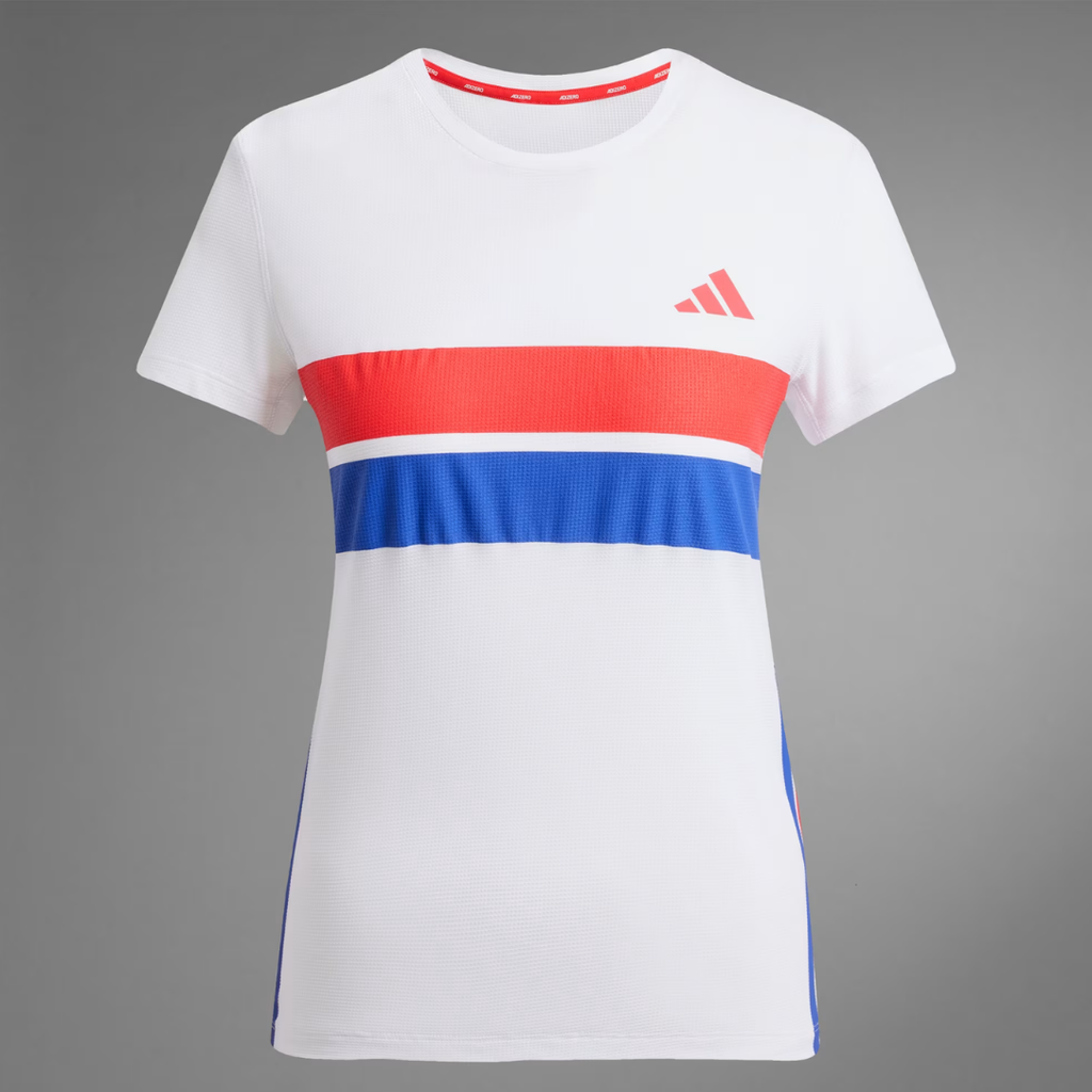 Adidas Adizero Retro Tee Women's Top - White Blue Red