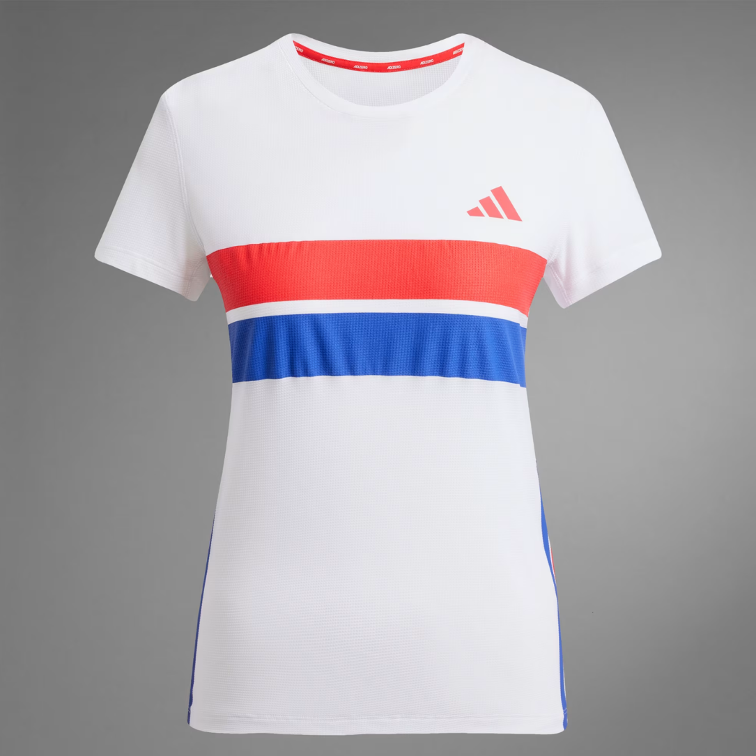 Adidas Adizero Retro Tee Women's Top - White Blue Red