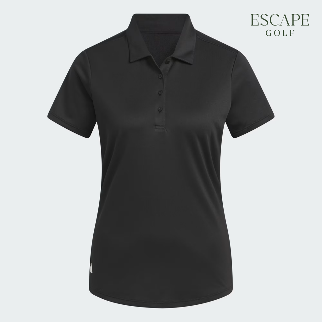 Kaos Polo Golf Wanita Hitam Polos | Adidas Women's Solid Performance Short Sleeve Polo Shirt