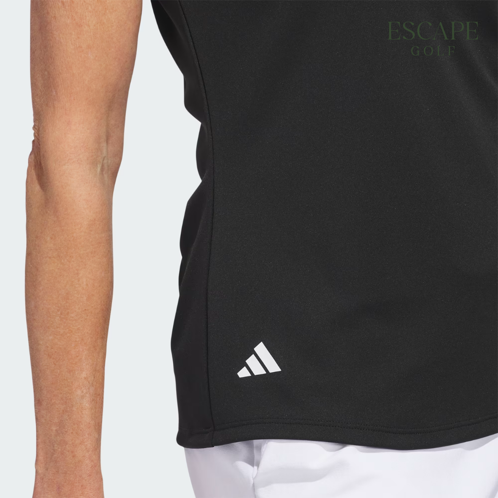 Kaos Polo Golf Wanita Hitam Polos | Adidas Women's Solid Performance Short Sleeve Polo Shirt