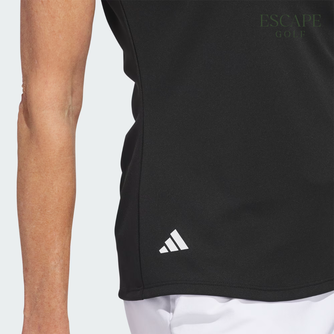 Kaos Polo Golf Wanita Hitam Polos | Adidas Women's Solid Performance Short Sleeve Polo Shirt