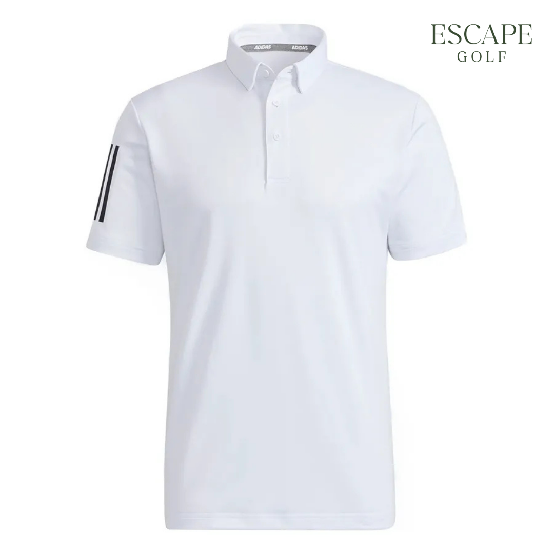 Kaos Polo Golf Pria Putih AEROREADY 3 Stripes | Adidas AEROREADY 3 Stripes Short Sleeve Polo Shirt