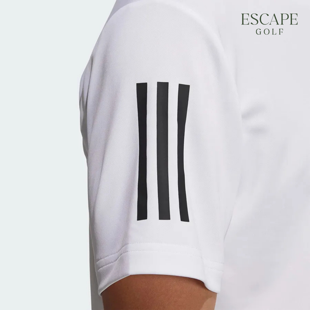 Kaos Polo Golf Pria Putih AEROREADY 3 Stripes | Adidas AEROREADY 3 Stripes Short Sleeve Polo Shirt