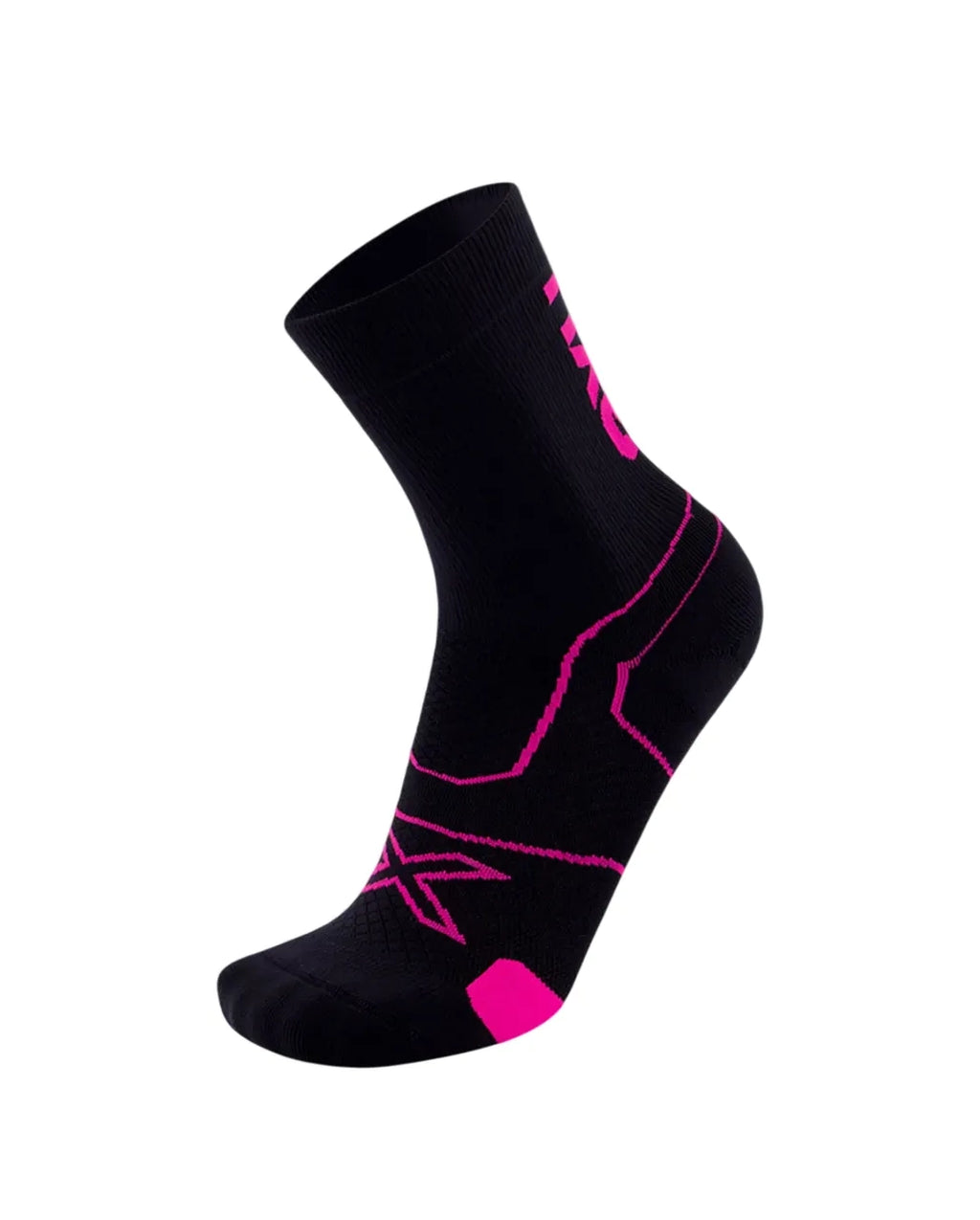 2XU Vectr Cushion Crew Socks - Black/Fluo Sunset/Atlantic