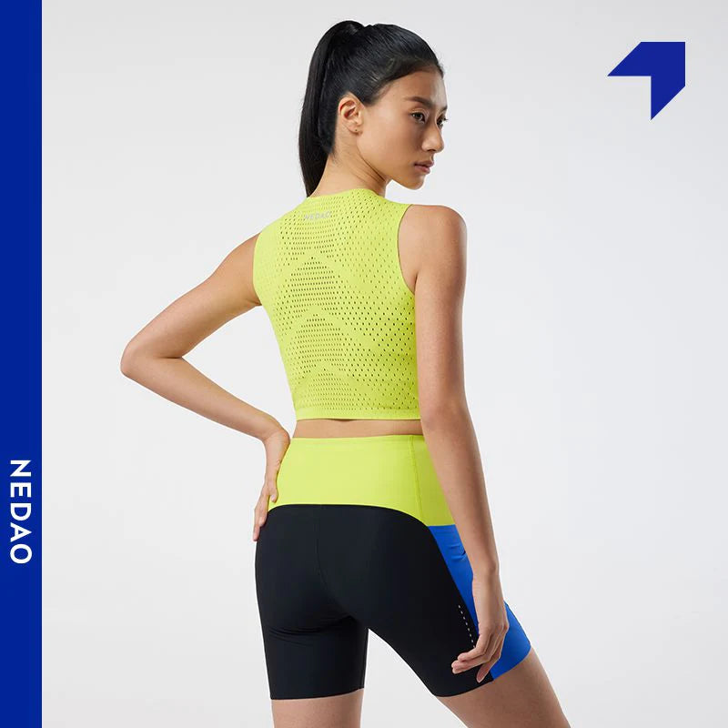 Nedao Women's Qiflow Running Crop Top - Neon