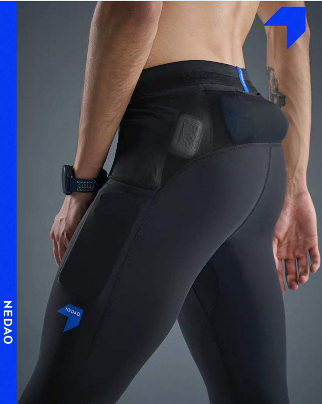 Nedao FlexFit Pocket Tights - Black/Graphite Gray