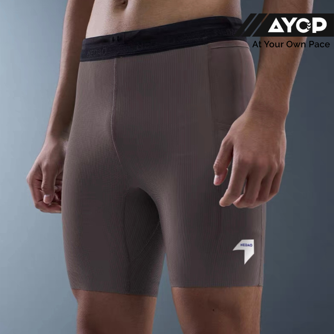 Nedao VelocityX 1/2-Length Pro 7-inch Men's Tights - Mountain Brown