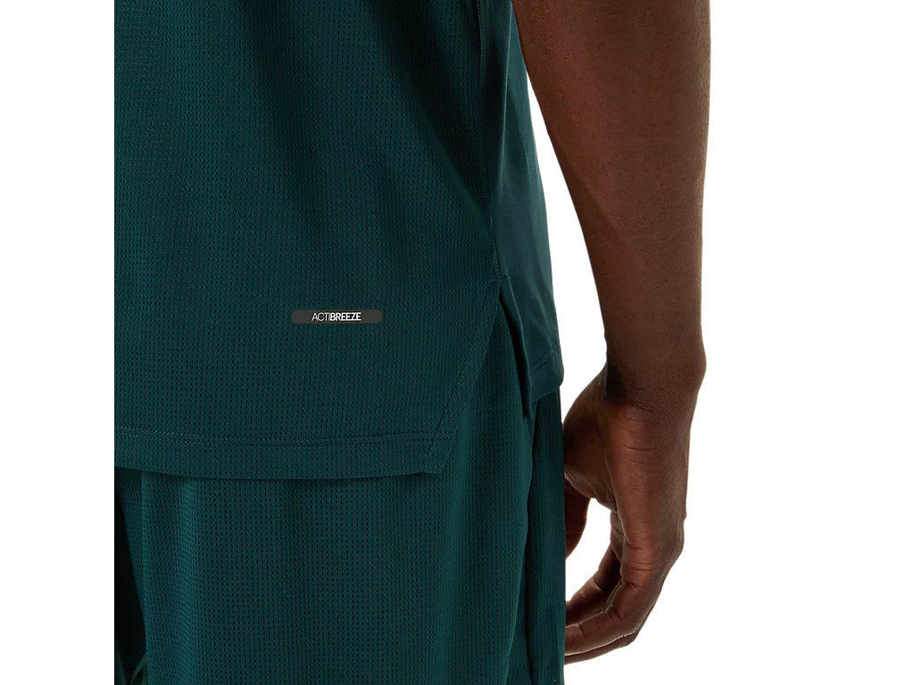 Asics Actibreeze Vented Performance Men's Short Sleeve - Saxon Green