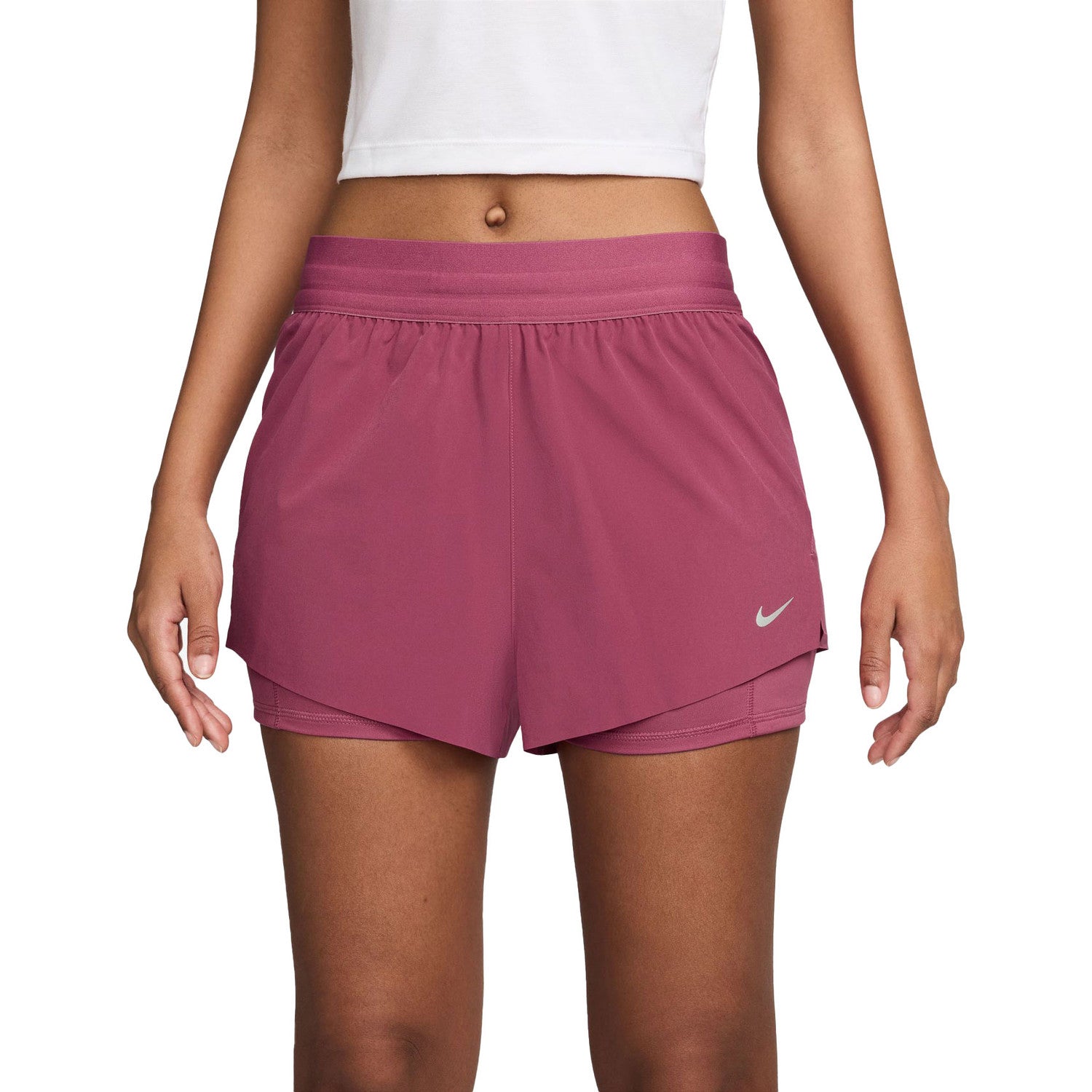 Nike Dri-FIT Swift Mid Rise 2-in-1 Women's Running Short - Sweet Beet