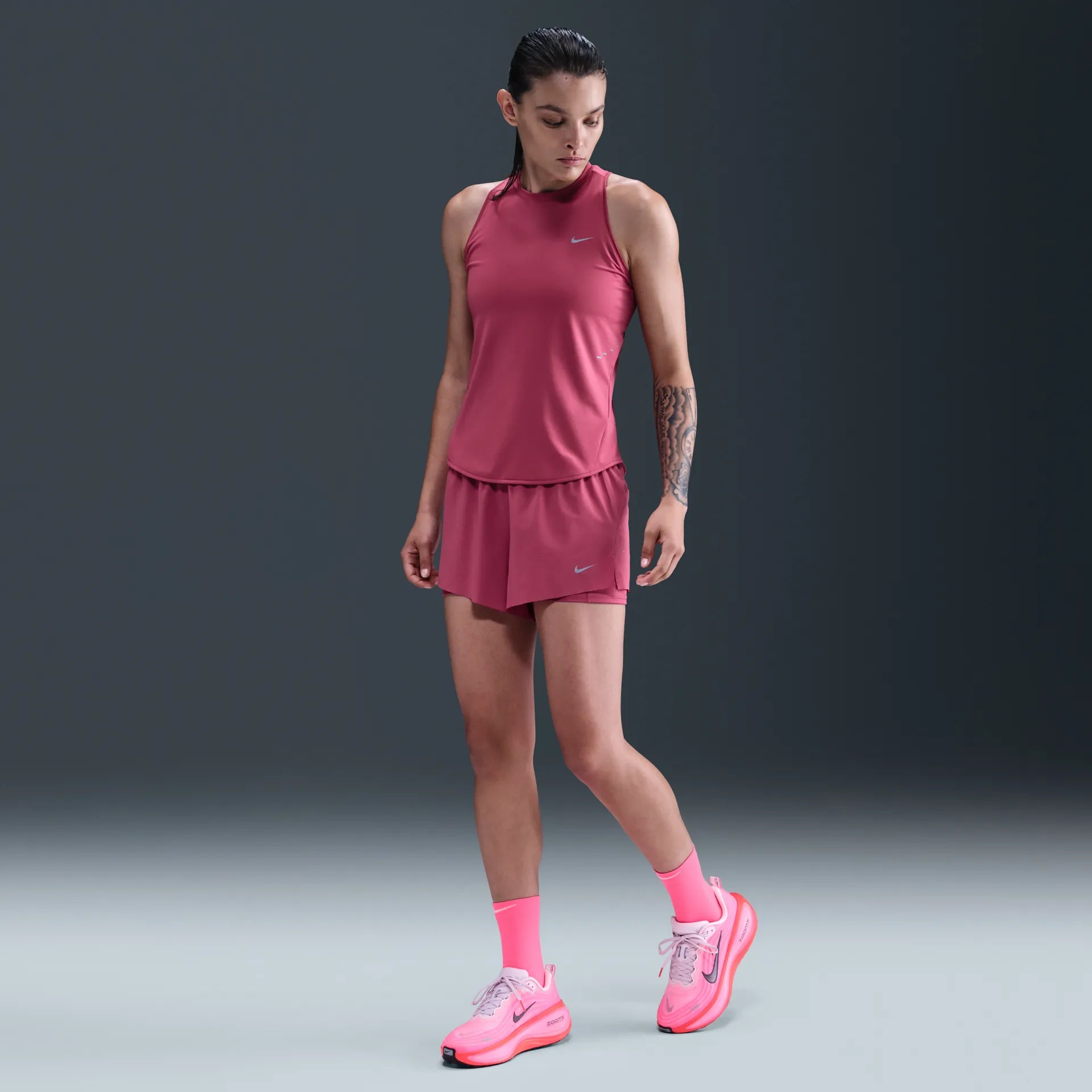 Nike Dri-FIT Swift Mid Rise 2-in-1 Women's Running Short - Sweet Beet