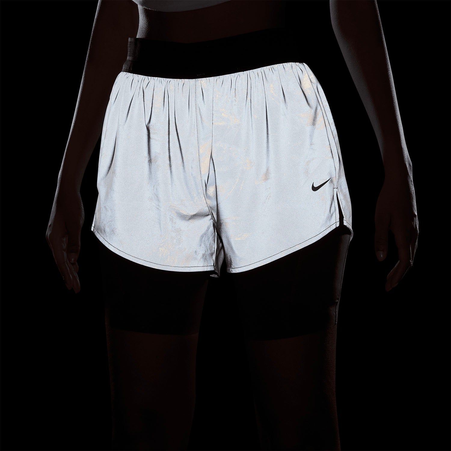 Nike Dri-FIT Swift Mid Rise 2-in-1 Women's Running Short With Reflective - Thunder Grey