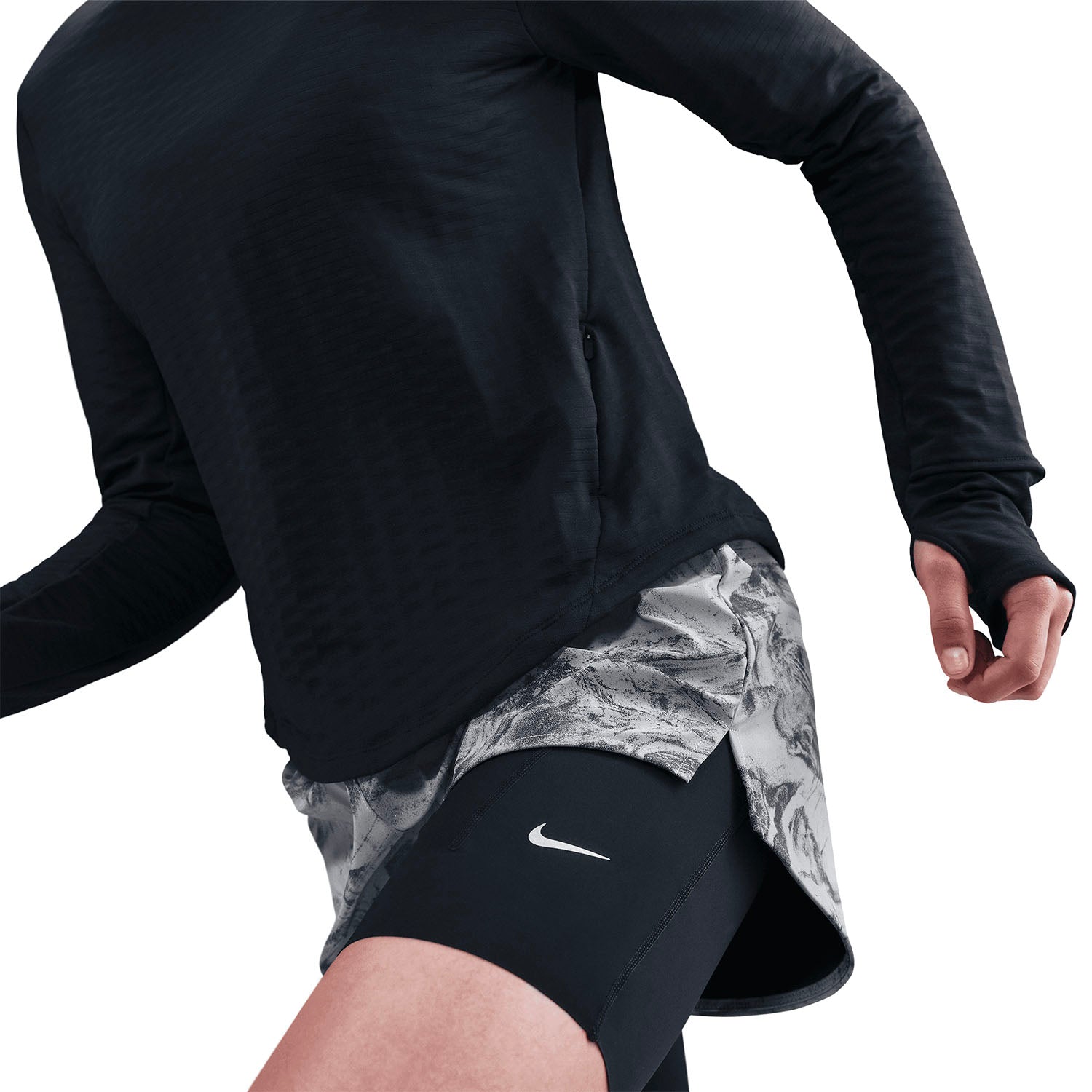 Nike Dri-FIT Swift Mid Rise 2-in-1 Women's Running Short With Reflective - Thunder Grey