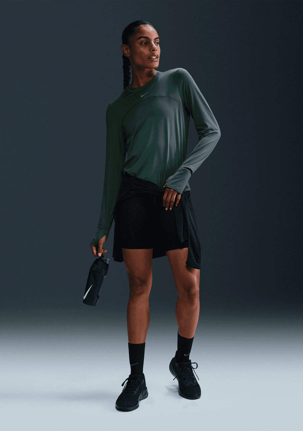 Nike DF Swift UV Crew Neck Women's Running Top - Vintage Green