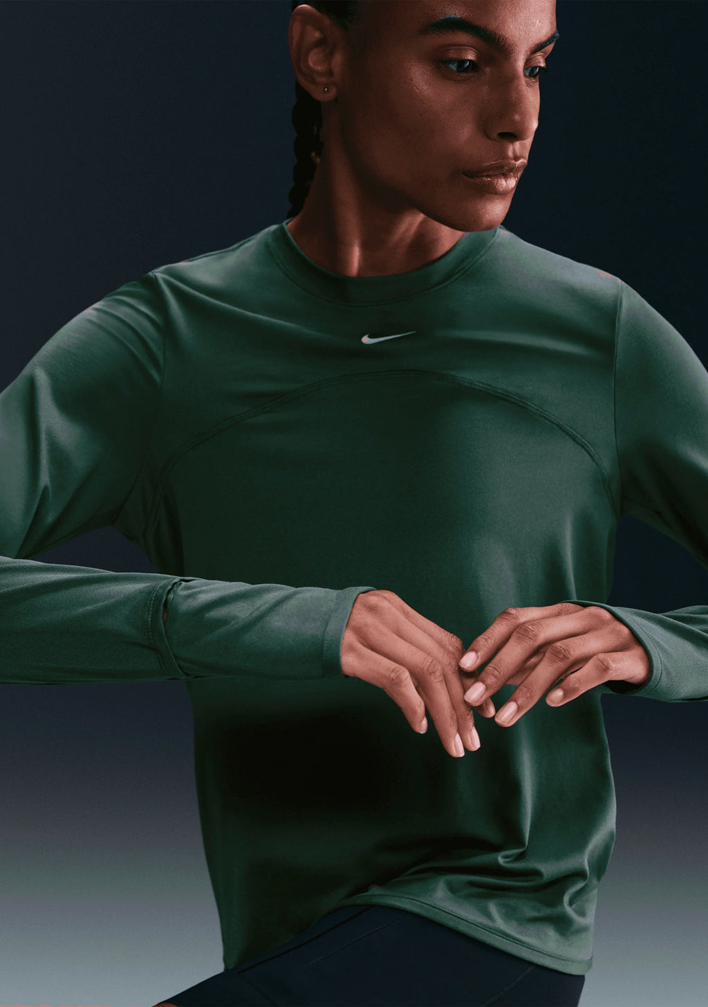 Nike DF Swift UV Crew Neck Women's Running Top - Vintage Green