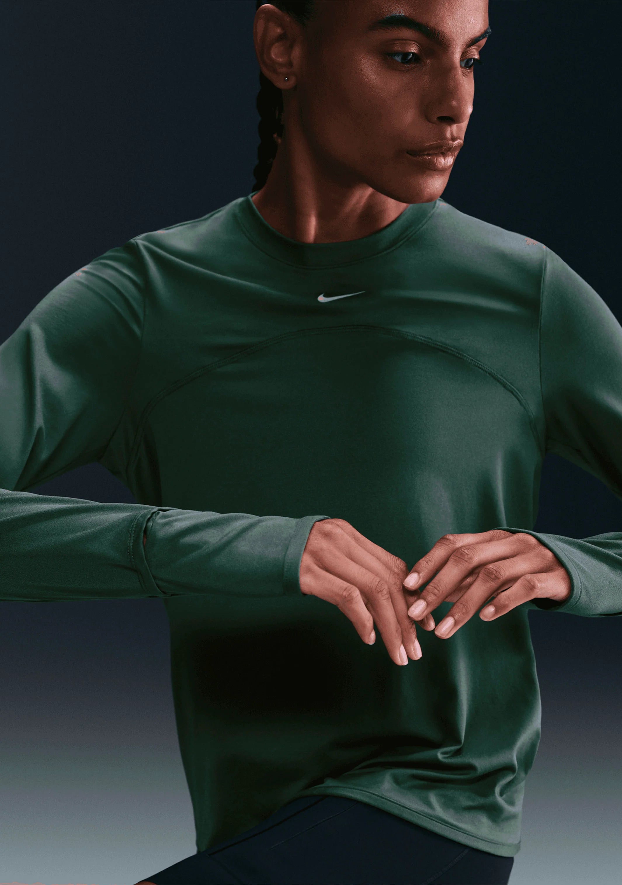 Nike DF Swift UV Crew Neck Women's Running Top - Vintage Green