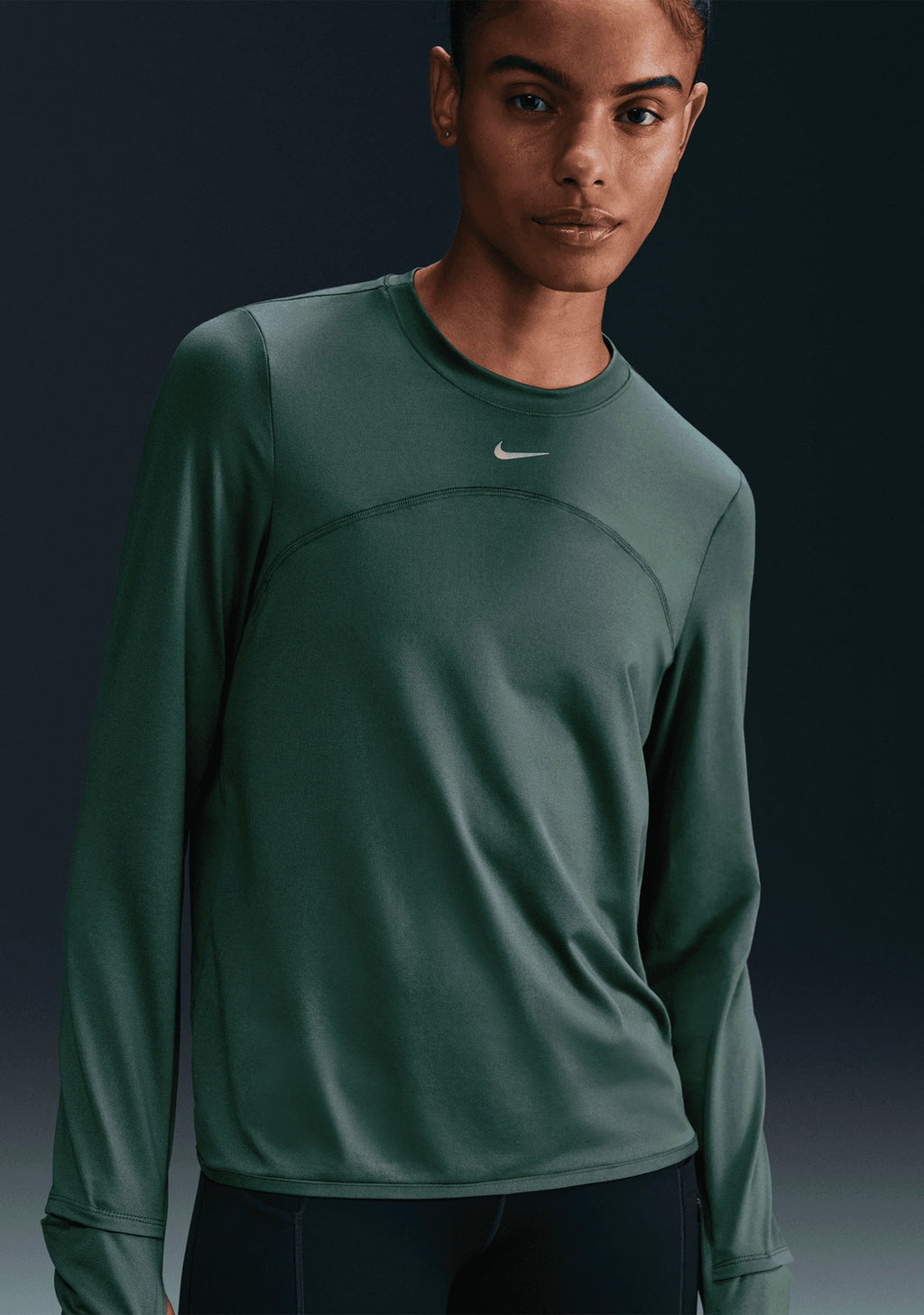Nike DF Swift UV Crew Neck Women's Running Top - Vintage Green