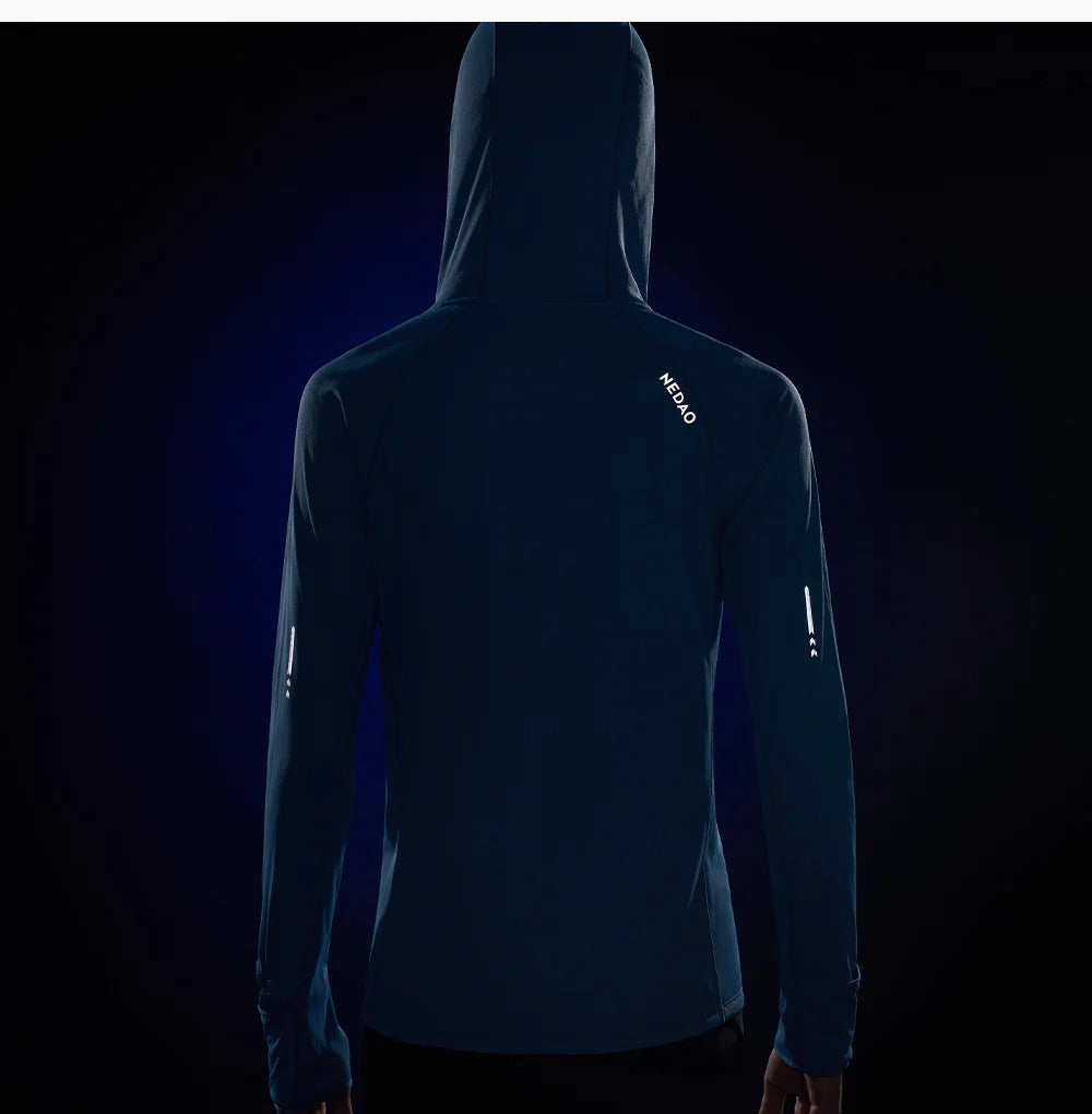Nedao Crimpshield Hooded Thermal Men's Running Long Sleeve - Mountain Blue