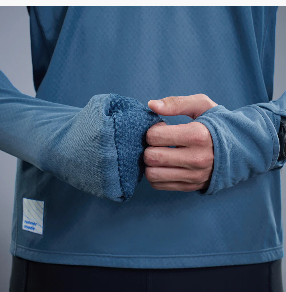 Nedao Crimpshield Hooded Thermal Men's Running Long Sleeve - Mountain Blue
