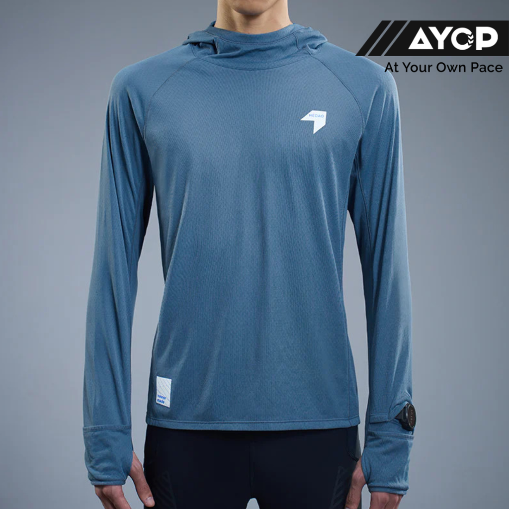 Nedao Crimpshield Hooded Thermal Men's Running Long Sleeve - Mountain Blue