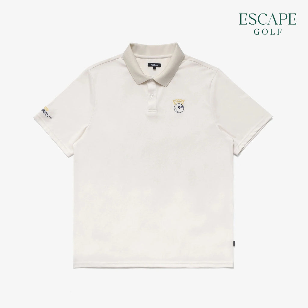 Malbon Trophy Performance Pique Men’s Golf Polo Shirts - Ivory