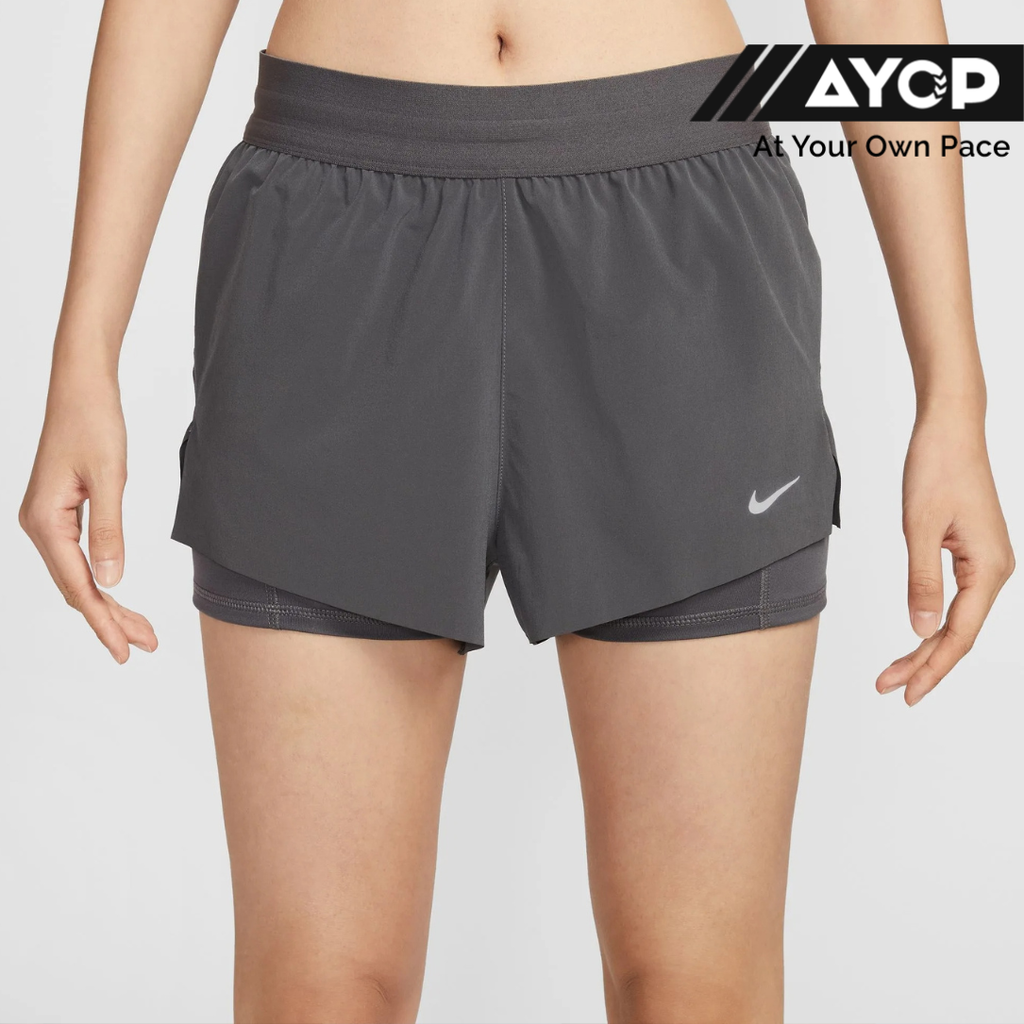 Nike Dri-FIT Swift Mid-Rise 2-in-1 Women's Running Shorts - Thunder Grey